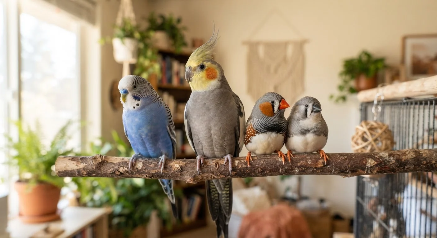 Small Bird Species for Indoor Keeping: Budgies, Cockatiels, and Finches Compared